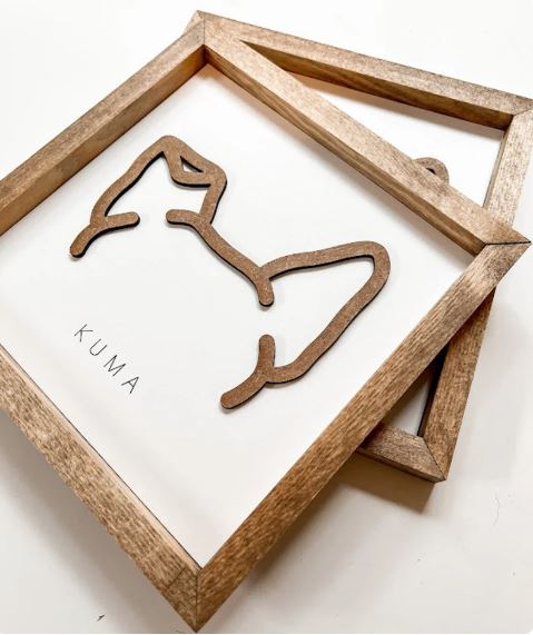 Dog Ear Framed Art – Personalized Dog Outline Print, Custom Pet Portrait, Pet Memorial Gift