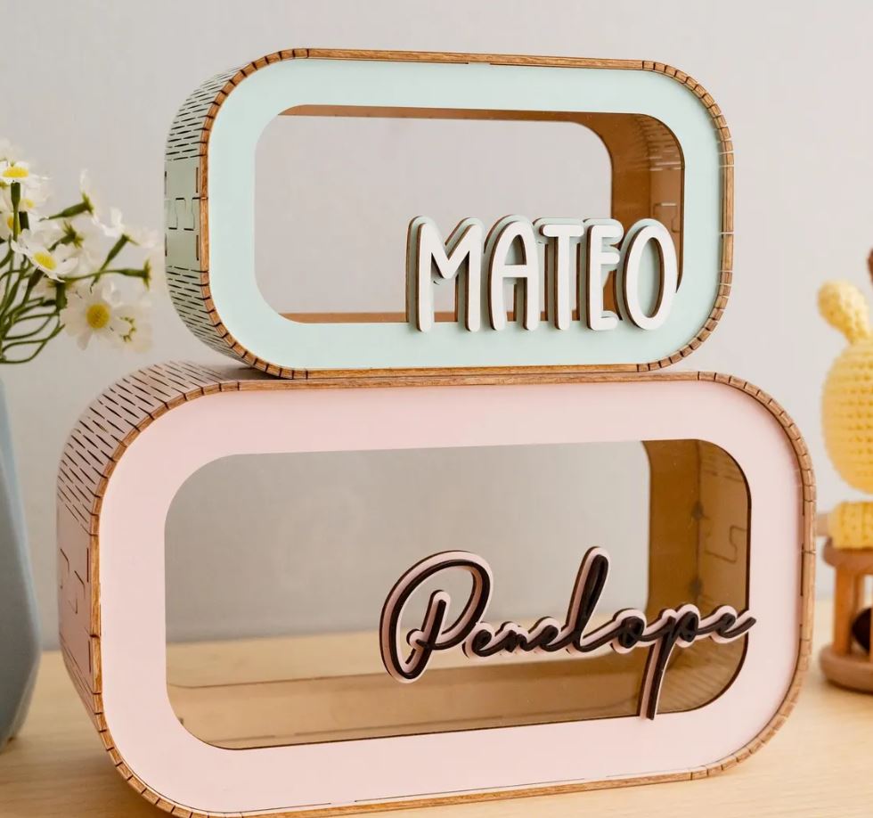 Personalised Wooden Piggy Bank | Kids Money Box Gift | Baby & Toddler Keepsake
