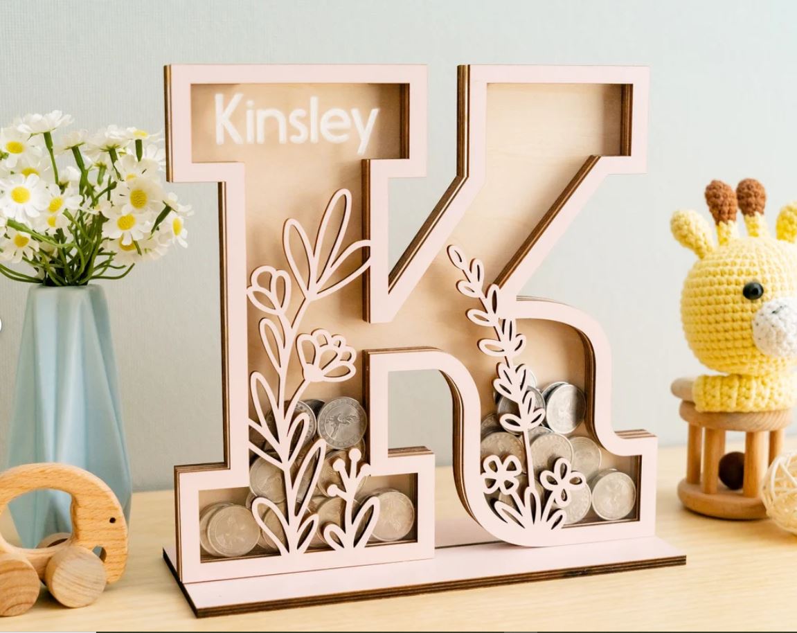 Personalised Letter Piggy Bank | Custom Alphabet Coin Bank for Kids, Baby & Toddler Gifts