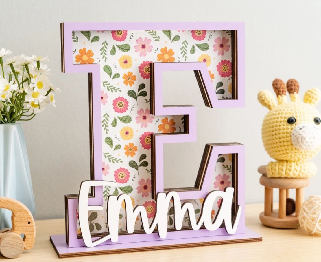 Personalised Baby Letter Bank | Wooden Alphabet Piggy Bank for Kids & Girls Gifts