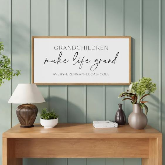 Grandchildren Make Life Grand Sign – Personalized Wooden Wall Art Gift for Grandma & Grandpa