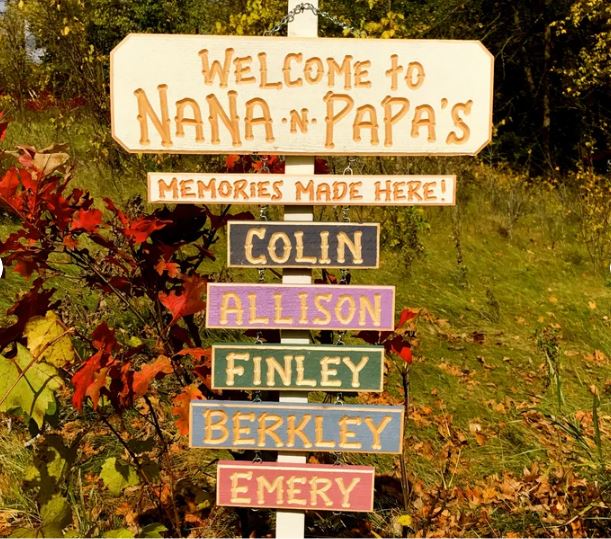 Personalized Nana & Papa Wooden Sign – Custom Carved Grandkids Name Outdoor Yard Décor
