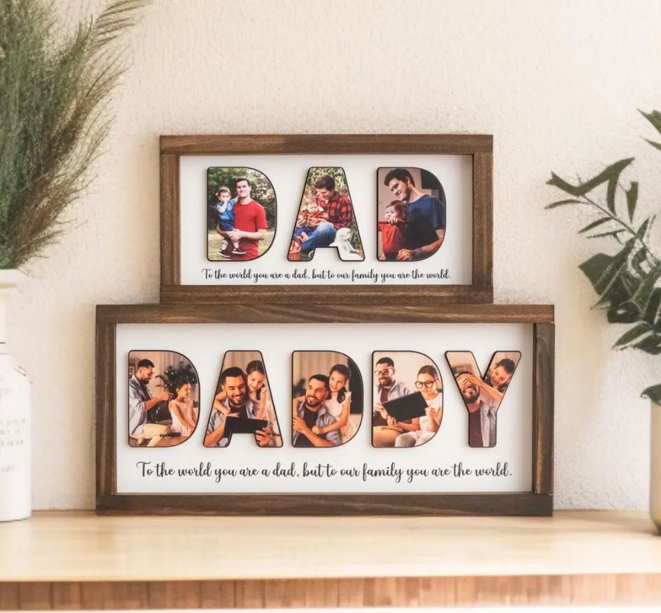 Personalised Photo Frame for Dad – Custom Wooden Gift | Father’s Day Keepsake & Rustic Home Decor