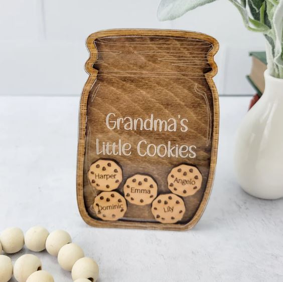 Personalized Grandkids Magnet – Wooden Family Magnet Jar Gift for Grandma, Mother’s Day Keepsake